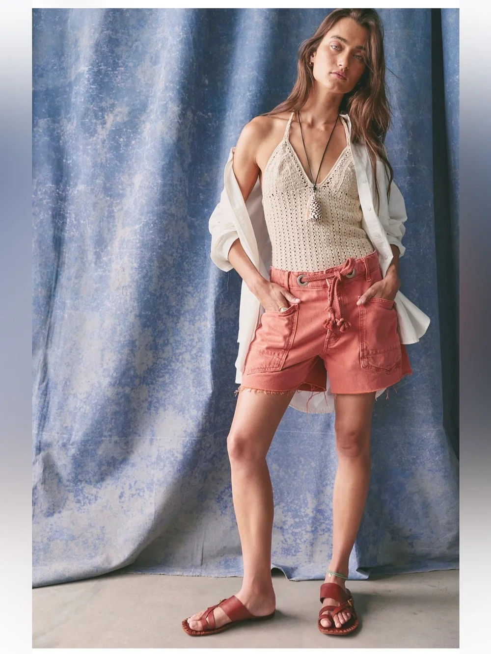 Free People NWOT Moxie Barrel Shorts Size 26 in Sunset